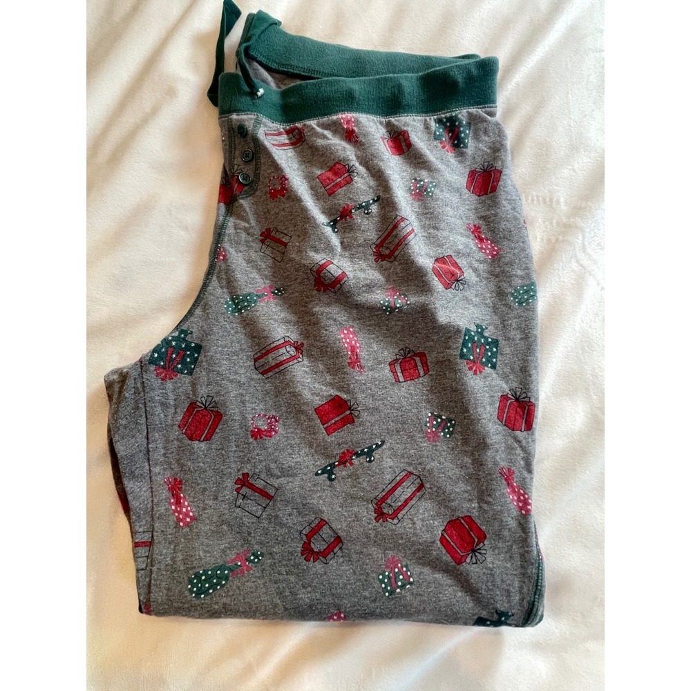 Torrid Sleep Women 3 Christmas Holiday Gift Print Pajama Jogger Pants Grey Green - Picture 10 of 10